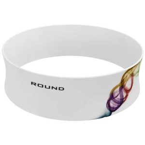 Round hanging sign, simple graphic describing above.