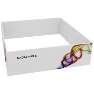 Square hanging sign, simple graphic describing above.
