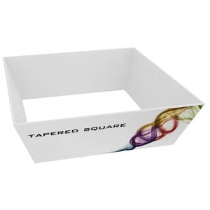 Tapered square hanging sign, simple graphic describing above.