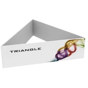 Triangle hanging sign, simple graphic describing above.