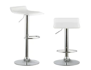 White adjustable bar stool in front view and 3/4 view.