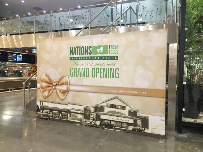 Medium sized freestanding AE frame used for storewide opening display
