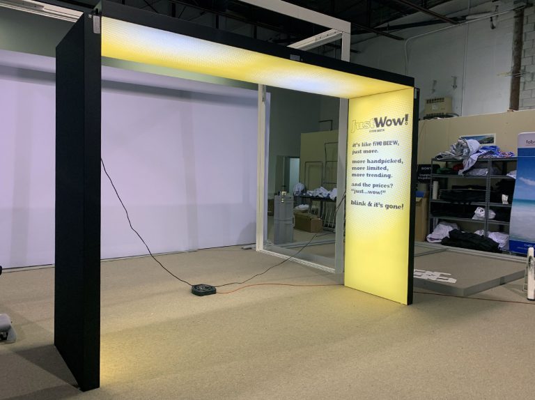 LED lightbox walls and ceiling to make an arch