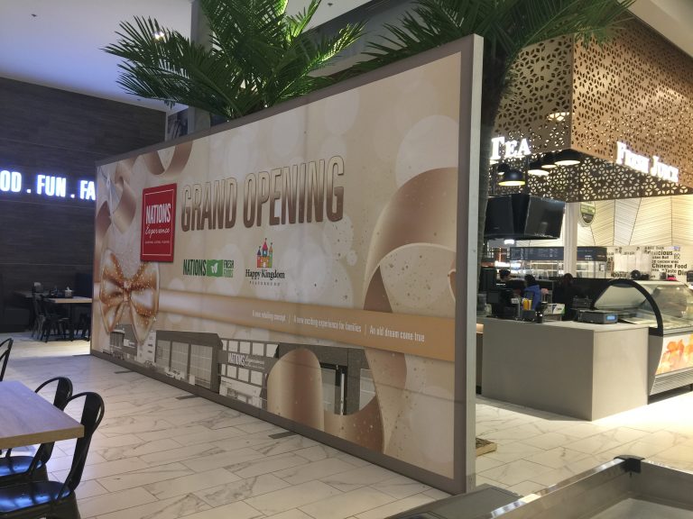 Medium sized freestanding AE frame used for storewide opening display